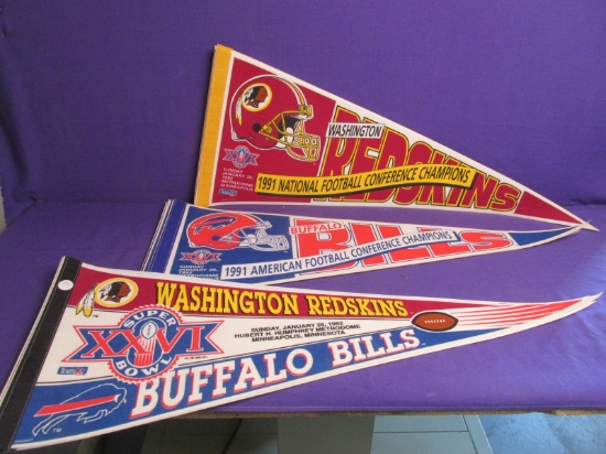 15 Pennants from 1992 Metrodome Superbowl  - Buffalo (NY) Vs. Washington (skins)