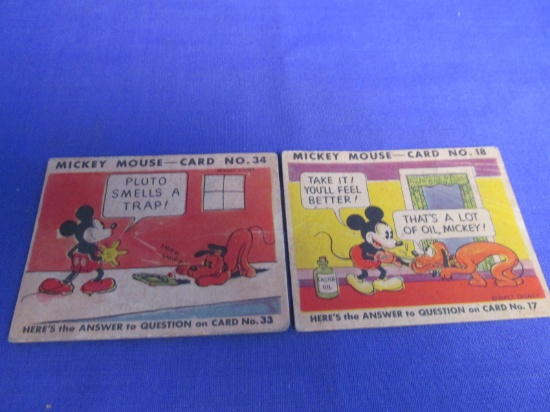 2 Vintage Mickey Mouse Trading Cards (Bubble Gum) # 34 & # 18