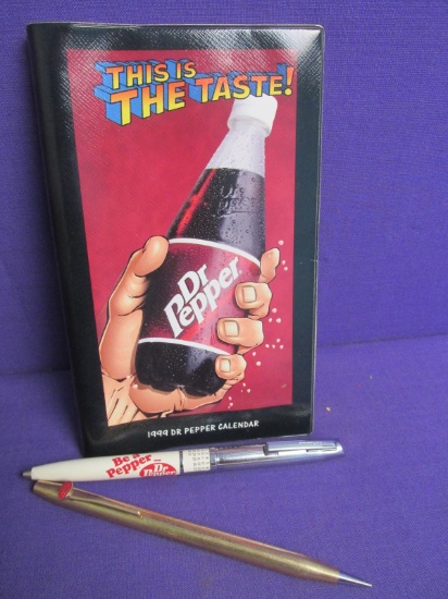 Cross Dr. Pepper Mechanical Pencil, Scheaffer Dr. Pepper Ballpoint Pen, 1999 Calender