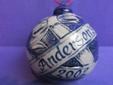Rowe Pottery Works Holiday Ornament 2002 “Andersons”