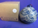 Rowe Pottery Works Holiday Ornament 2004 “Merry Christmas”