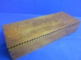 Vintage Pyrography – Pressed Design – Wooden “Gloves” Box – Hinges Lid