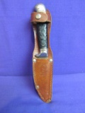 Hunting Knife with Leather Sheath – Sheath marked Solingen – Knife is Imperial