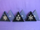 3  Swarovski Crystal Snow Flake Christmas Ornaments:  2006, 2007, 2008