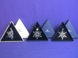 3  Swarovski Crystal Snow Flake Christmas Ornaments:  2000, 2004, 2005