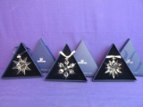 3  Swarovski Crystal Snow Flake Christmas Ornaments:  2009, 2010, 2011