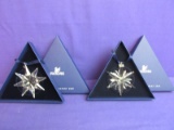 2  Swarovski Crystal Snow Flake Christmas Ornaments:  2006, 2009