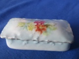 Soft Blue on white Trinket (hair-pin) Box with Floral Pattern – Unmarked
