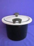 Vintage Enamelware - “Insert for a Double Boiler”  Black Sides, White lid, rim, interior