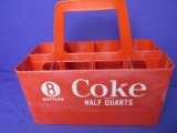 Vintage Coca Cola Plastic Carrier for 8 Bottles  - (16 oz size) - One end has crack