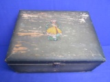 Vintage Wooden Jewelry Box with Little Girl Decal On Lid