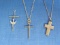 3 Sterling Silver Cross Pendants with 2 Sterling Silver Chains – Total weight is 7.7 grams