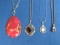 4 Nice Pendants & Chains – Large Pink Stone – Opal Look & More