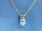 14 Kt Gold Pendant w Blue Topaz Stone – 17” 14 KT Gold Chain – Clasp is Gold Filled