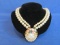 Vintage Faux Pearl Choker w Pendant – Comes with Black Velvet Display – Up to 15” long