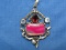 Large Sterling Silver Pendant w 4 Stones – 3 1/4” long – Total weight is 24.6 grams