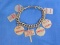 Vintage Traffic Sign Charm Bracelet – 7 Road- Sign Charms on Appx 7” Long Chain