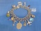 1950's Sterling Silver Charm Bracelet – Total Wt 45.5 g – has 15 Charms – 13 Are Sterling