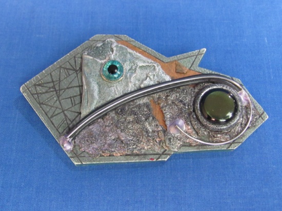 Large Artisan Handmade Pin/Brooch – Fish? 4” long