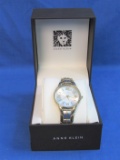 Ann Klein Wristwatch – 2-Tone Clasp Band – Gold/White Face – Not Running – In Case