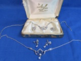 2 Vintage Am Lee Sterling Silver Sets – Necklace & Earrings – In Case – 22.9 grams