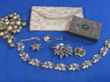 Jewelry for Crafts/Repair: Sterling Clip (34 grams) Box missing stones & more