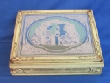 Vintage Jewelry Box with Hinged Lid – Courting Scene – Mirror in Lid – 10 1/2” x 8 1/2”