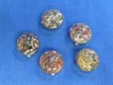 Set of 5 Button Covers with Polished Stones – Jasper? 17MM  in diameter
