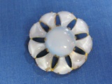 Pretty Vintage Brooch made in Czechoslovakia – Light Blue Moonstone Look – 1 3/8” in diameter