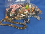 Large Bag of Jewelry for Crafts or Repair – Coro Bracelet missing 1 stone & more