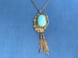 Sterling Silver & Turquoise Southwestern Pendant & 26” Sterling Chain – 7.0 grams