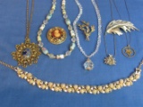 Vintage Jewelry: Necklaces & Pins – Rhinestone Ladybug Pendant – Glass Beads