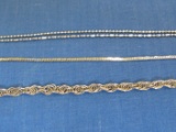 3 Different Sterling Silver Bracelets – From 6 1/2” to 8” long – Total weight is 6.5 grams