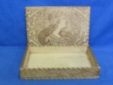 Vintage Pyrography Wood Box – Woman's Face – 6 1/4” x 4 1/4”