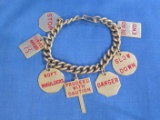 Vintage Traffic Sign Charm Bracelet – 7 Road- Sign Charms on Appx 7” Long Chain