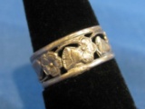 Vintage Sterling Silver Ring with Pierced Design of Bells & Flowers – Women's Size 5 ½