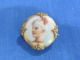 Vintage Porcelain Miniature Portrait Pin
