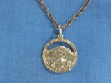 Sterling Silver Necklace – Denali National Park 3/8” Wide – shows Mt Denali & Elk