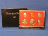 United States Mint Proof Set – 1981 – In Hard Case & Envelope