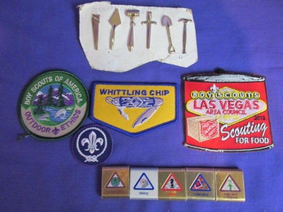 Lot of 9 Boy Scout Patches and aluminum clips
