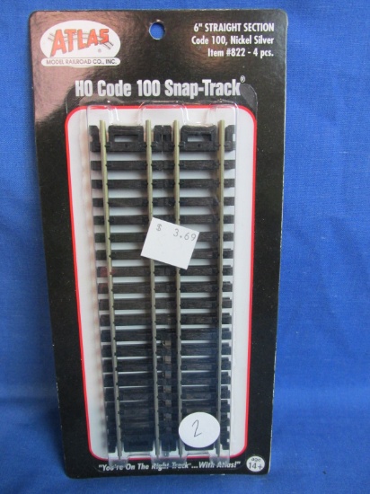 HO Model RR NOS Atlas 6” Straight Track  Nickel Silver 4 Pieces