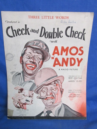 Black Americana  Sheet Music: “Three Little Words”  Amos 'n' Andy