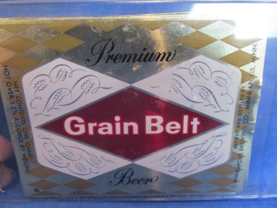 25 NOS Grain Belt 1 Quart 3.2 Beer Bottle Labels - Foil