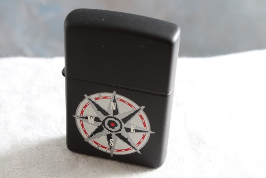 Vintage Zippo Black Matte Marlboro Compass Lighter Works