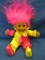 Russ Troll–Clown 6” T Soft-Sculpted Body is  Satin Clown costume – Brown Eyes, Pink Hair