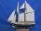 Blue & Yellow Sailboat With 2 Masts – Decorative Wood  & Canvas Model Ship on Stand