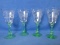 Set of 4 Cut Glass Stemware Goblets Green Glass Stems – Fostoria? Tiffin?