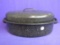 Graniteware Pan with Cover – 15 1/2” at handles x 10 1/4” W x 3 1/2” Deep