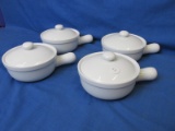 Set of 4 Covered Ramekins  - Everyday White – Poecelain – Great for Hot Soup!
