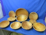10 Solid Wood Bowls Made by The Great Alaskan Bowl Co. Fairbanks 12”, 9 1/2” 7” & 6”